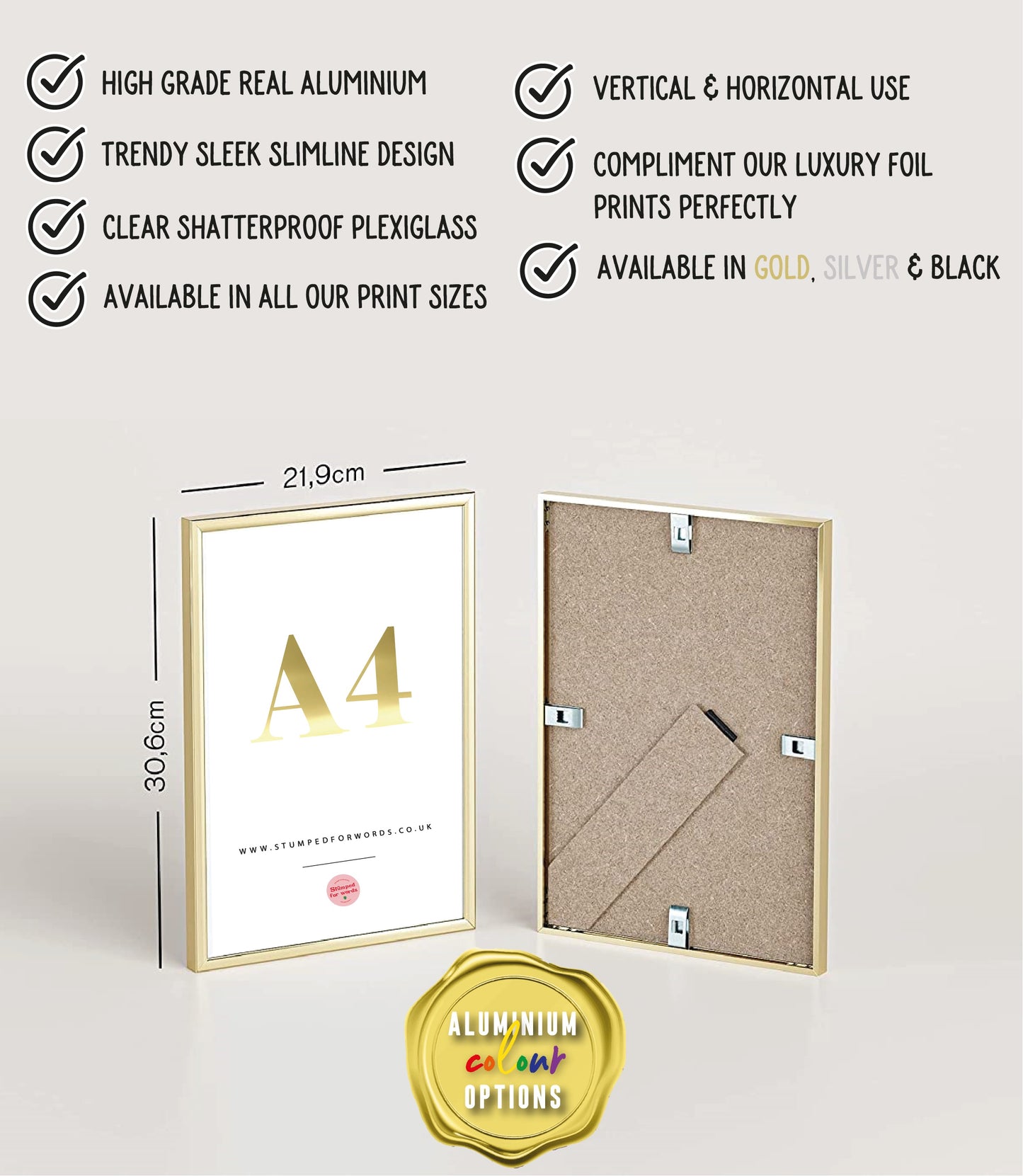 Gold Aluminium A4 Frame