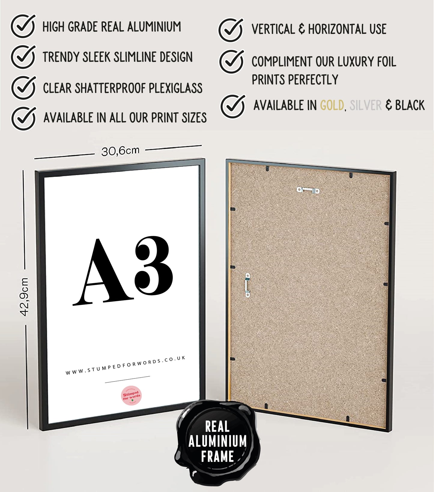Black Aluminium A3 Frame