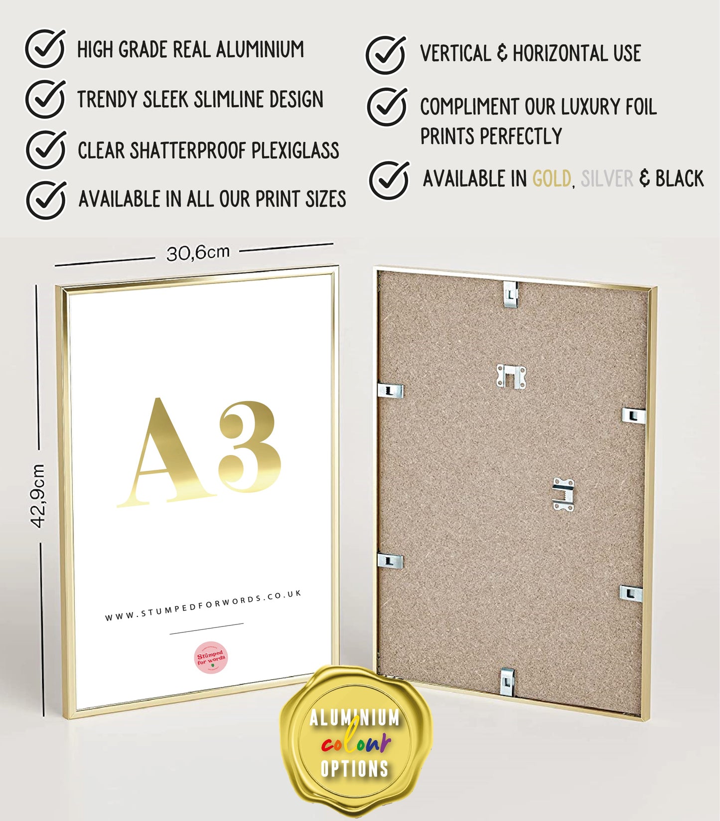 Gold Aluminium A3 Frame