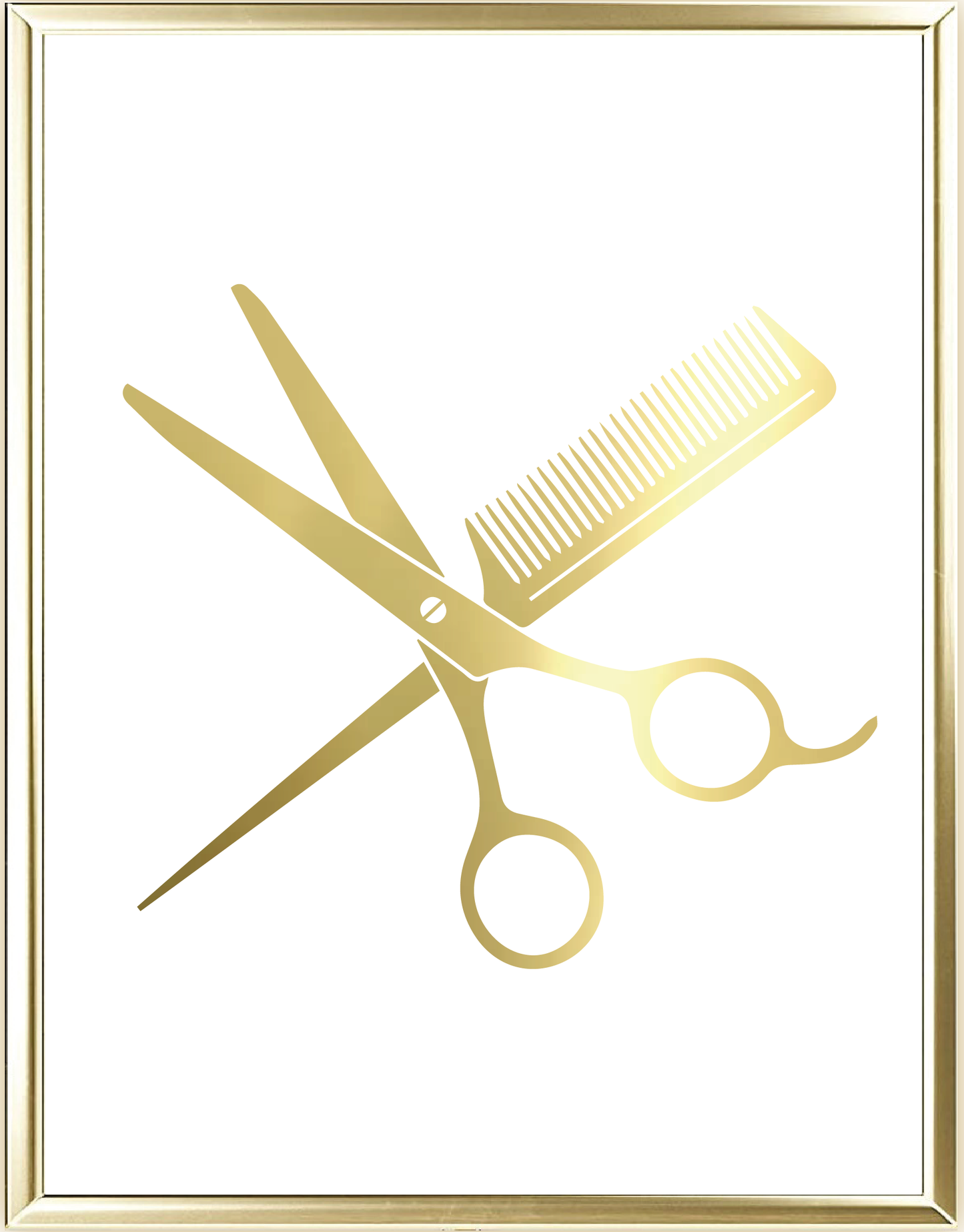 Scissors And Comb Foil Wall Print