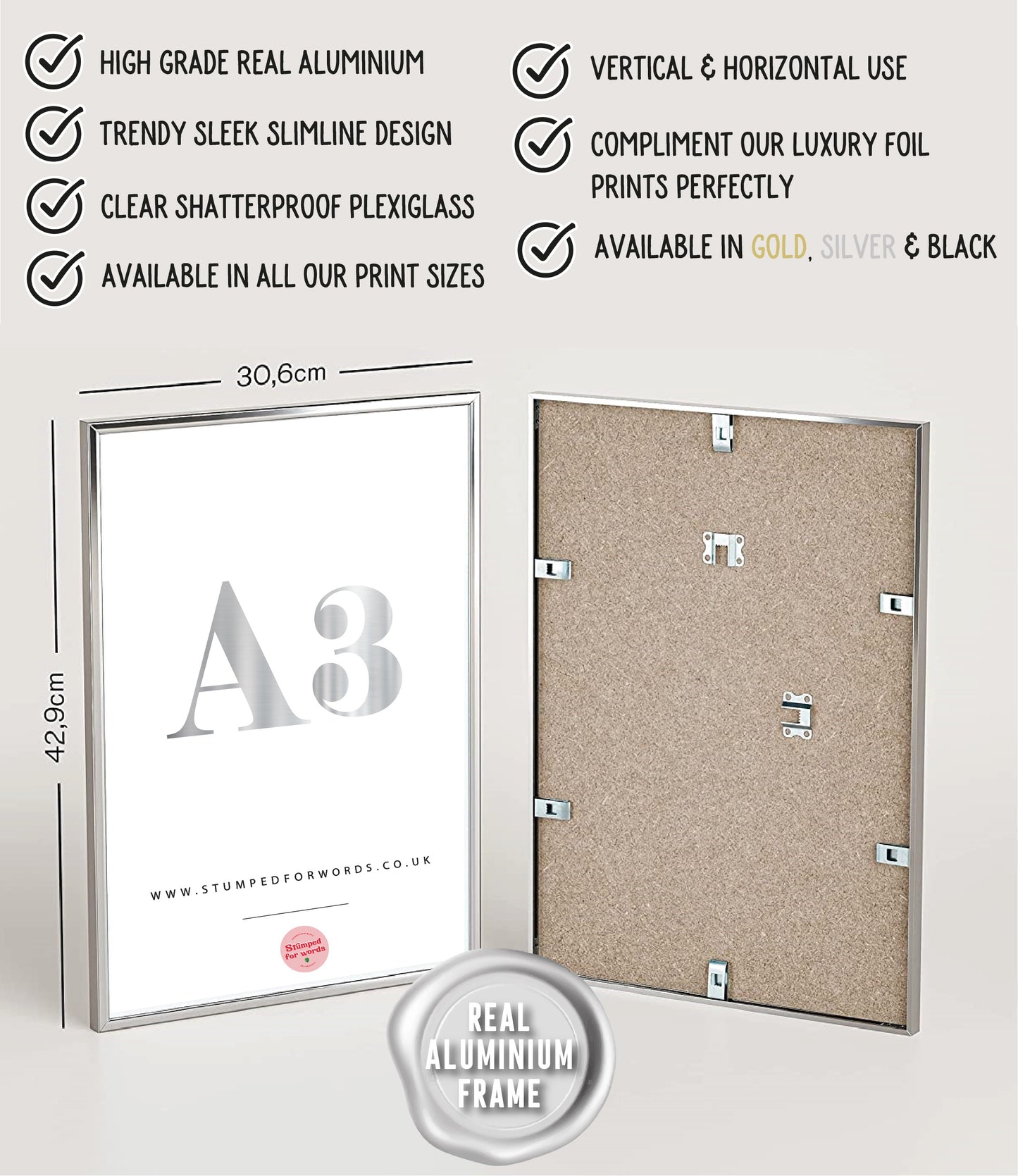 Silver Aluminium A3 Frame
