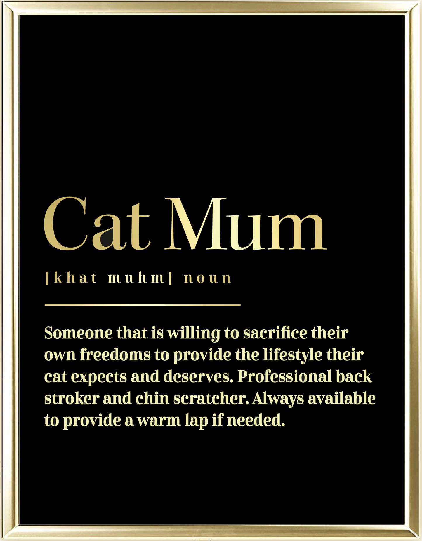 Cat Mum Dictionary Foil Wall Print