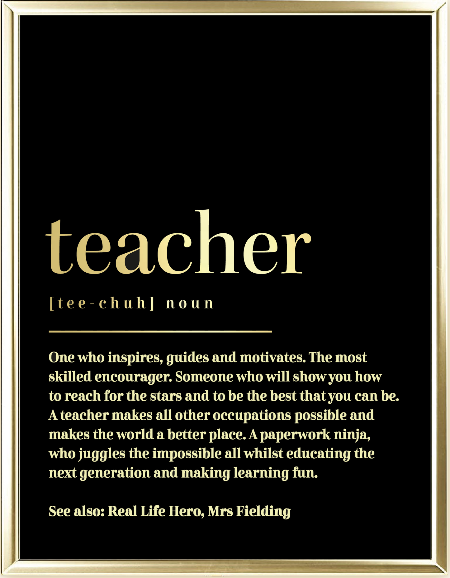 Custom Teacher Dictionary Foil Wall Print