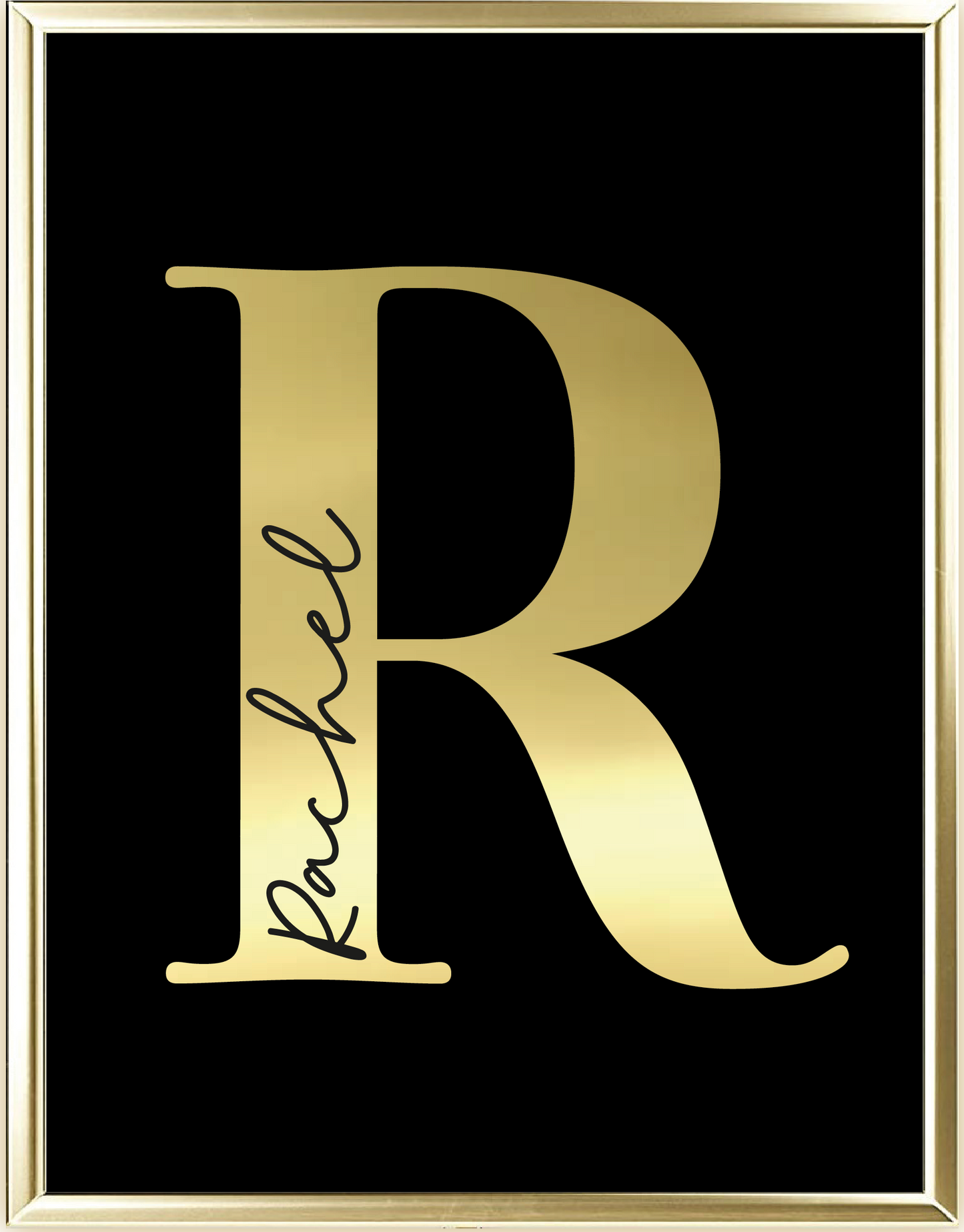 Custom Initial With Name Real Foil Wall Print