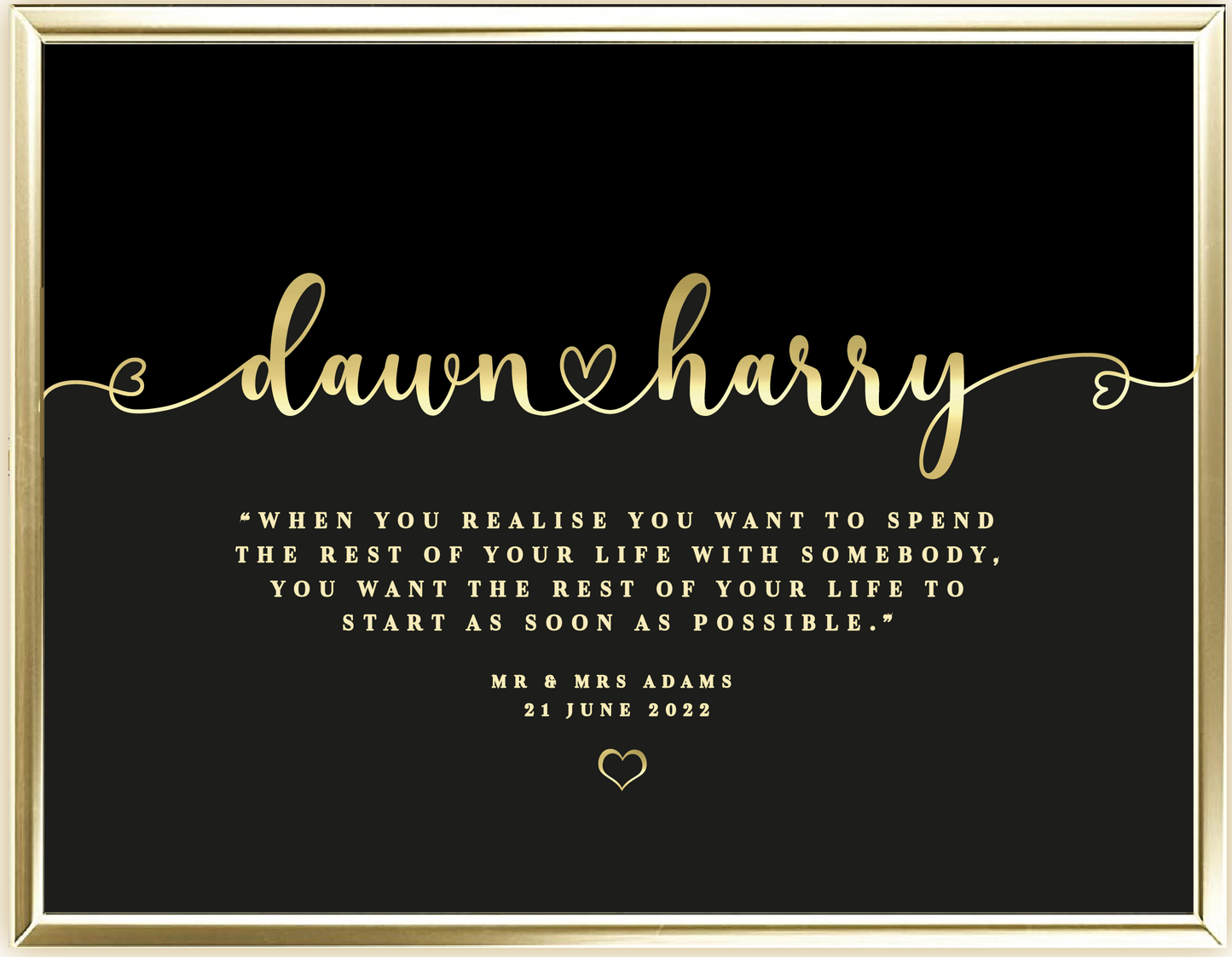 Rest Of Your Life Wedding Real Foil Wall Print
