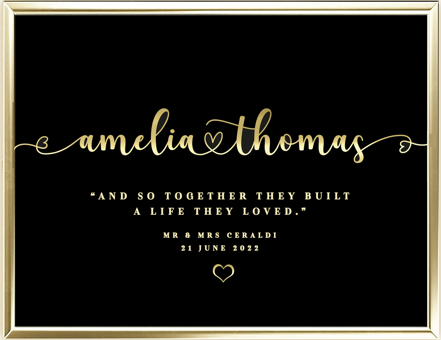 Built A Life They Loved Custom Wedding Real Foil Wall Print