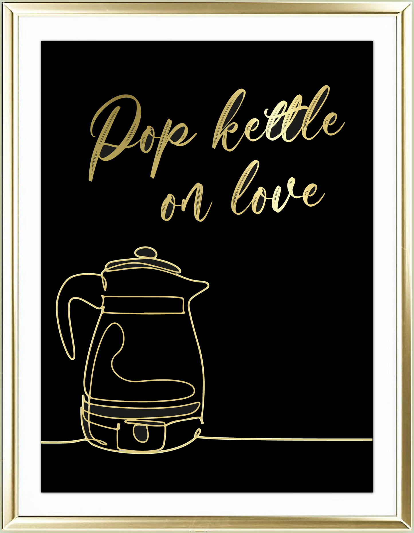 Pop Kettle On Love Foil Wall Print