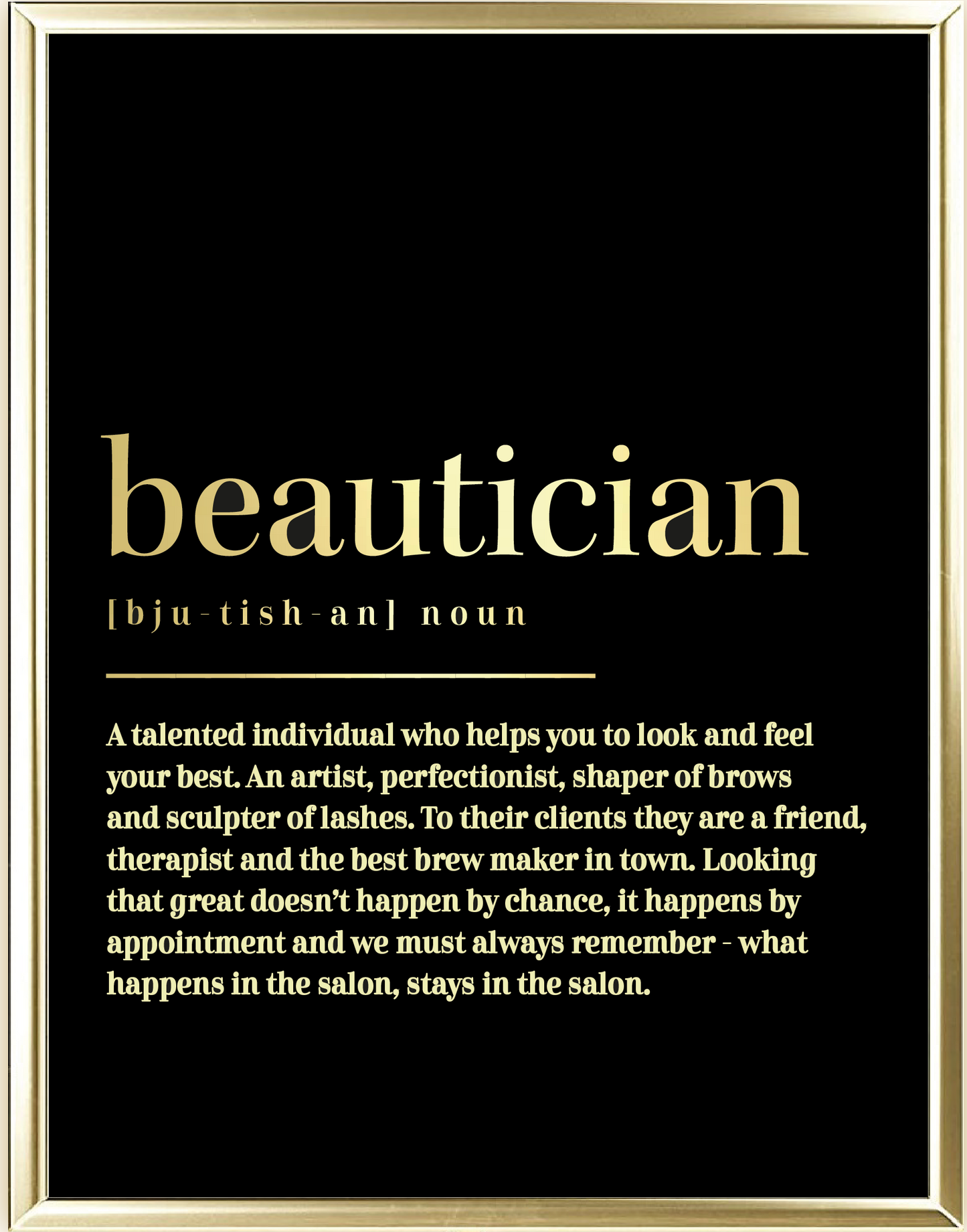 Beautician Dictionary Foil Wall Print