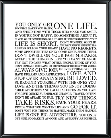 You Only Get One Life Foil Wall Print