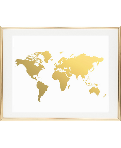 World Map Foil Wall Print