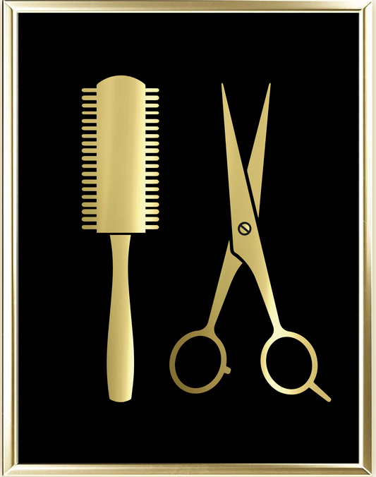 Scissors And Brush Foil Wall Print
