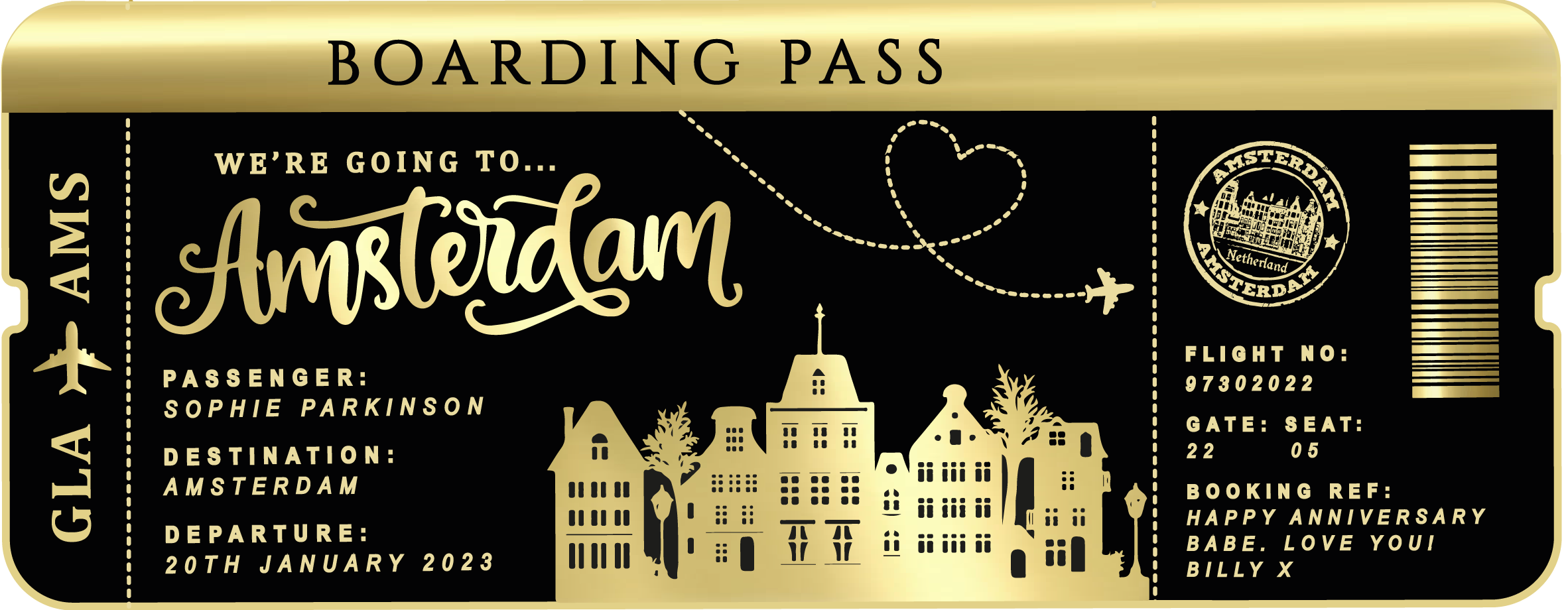 Personalised Boarding Pass – Stumped For Words Designs