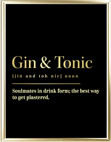 Gin And Tonic Dictionary Foil Wall Print