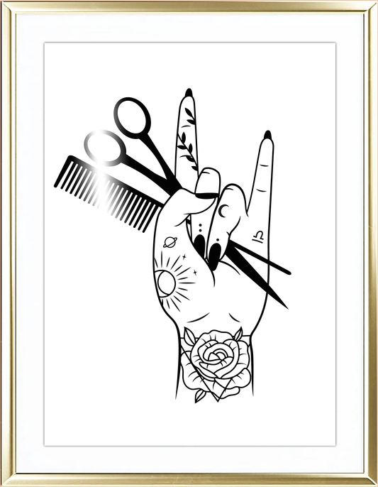 Tattooed Hairdresser Design Three Foil Wall Print