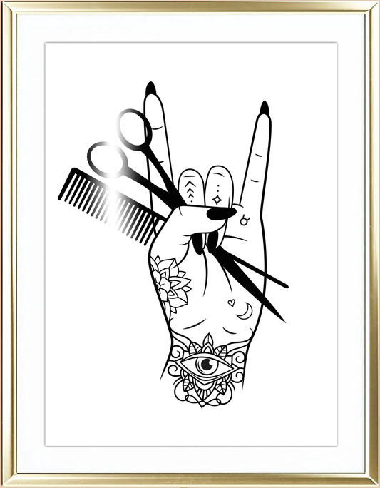 Tattooed Hairdresser Design One Foil Wall Print