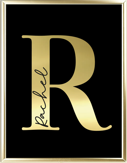 Custom Initial With Name Real Foil Wall Print