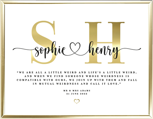 Mutual Weirdness Custom Initials Real Foil Wall Print