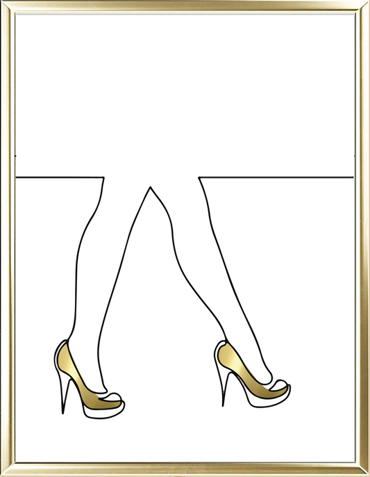Legs In Heels Line Drawing Foil Wall Print