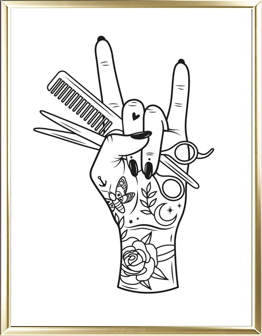 Tattooed Hairdresser Design Two Foil Wall Print