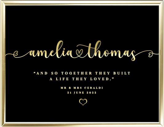 Built A Life They Loved Custom Wedding Real Foil Wall Print