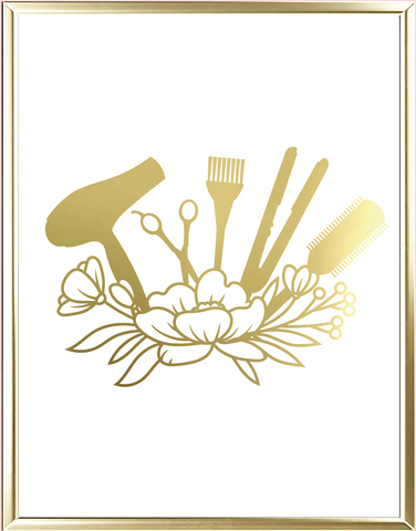 Hairdresser Flowers One Foil Wall Print
