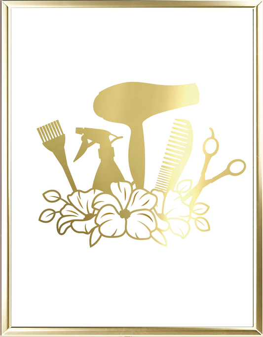 Hairdresser Flowers Two Foil Wall Print
