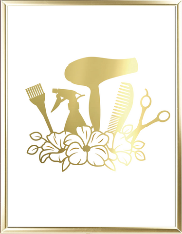 Hairdresser Flowers Two Foil Wall Print