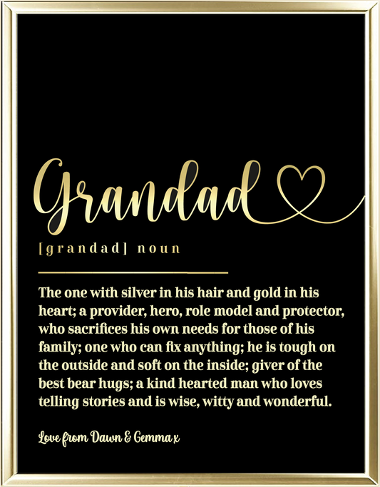 Custom Grandad Dictionary Foil Wall Print