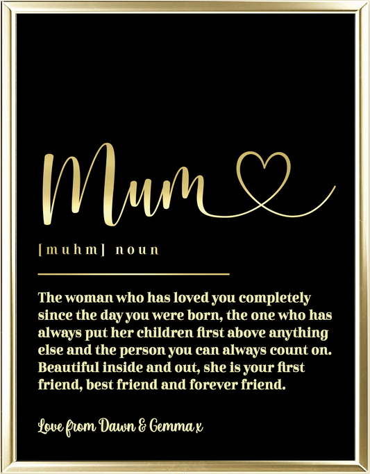 Mum Dictionary Foil Wall Print