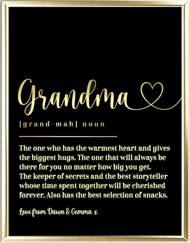 Custom Grandma Dictionary Foil Wall Print