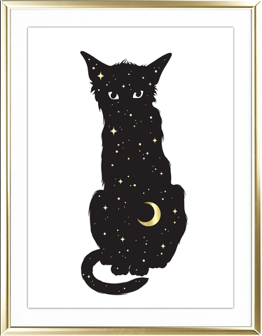 Black Cat Foil Wall Print