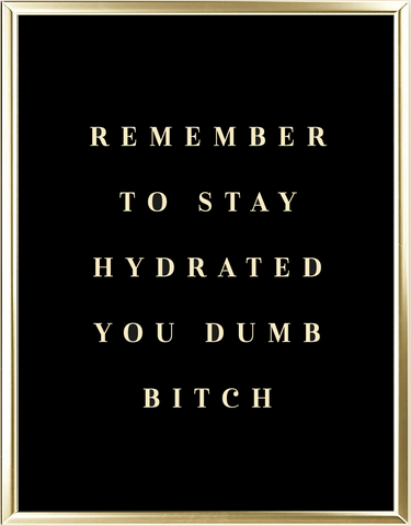 Remember To Stay Hydrated You Dumb Bitch Foil Wall Print